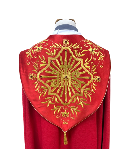 Embroidered Red Chasuble with golden details