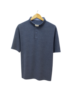 Polo Sacerdotal Azul Grisáceo manga corta 2