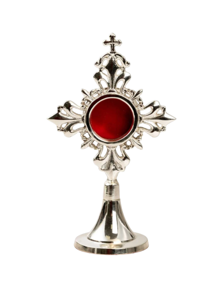 Relicario plateado en forma de cruz de latón chapado en plata para reliquias