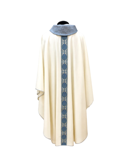 Casulla Mariana Stella Maris Blanca | Casulla Mariana Bordada | Karelia Arte Sacra
