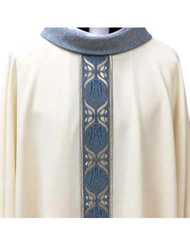Casulla Mariana Stella Maris Blanca | Casulla Mariana Bordada | Karelia Arte Sacra