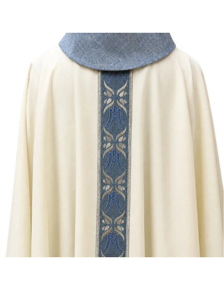Casulla Mariana Stella Maris Blanca | Casulla Mariana Bordada | Karelia Arte Sacra