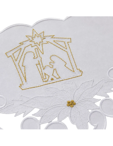 Mantel de Altar Navidad con Puntilla Vela y Belén | Karelia