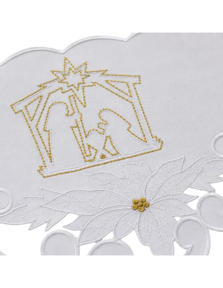 Mantel de Altar Navidad con Puntilla Vela y Belén | Karelia