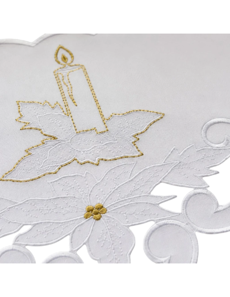 Mantel de Altar Navidad con Puntilla Vela y Belén | Karelia