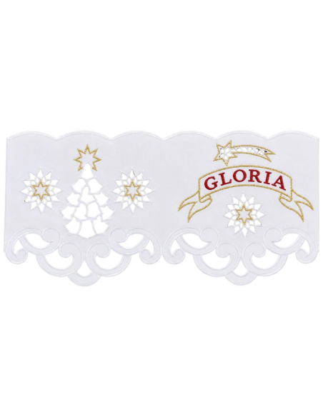 Mantel de altar de Navidad con puntilla Gloria y estrellas bordadas