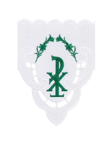 Mantel de Altar con Puntilla Crismón Verde | Karelia