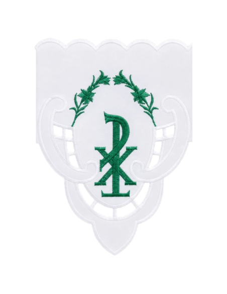 Mantel de Altar con Puntilla Crismón Verde | Karelia