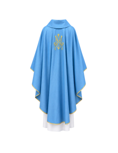 Casulla mariana celeste bordada 2