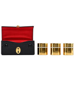 Estuche Negro con recipientes litúrgicos para contener los Santos Óleos