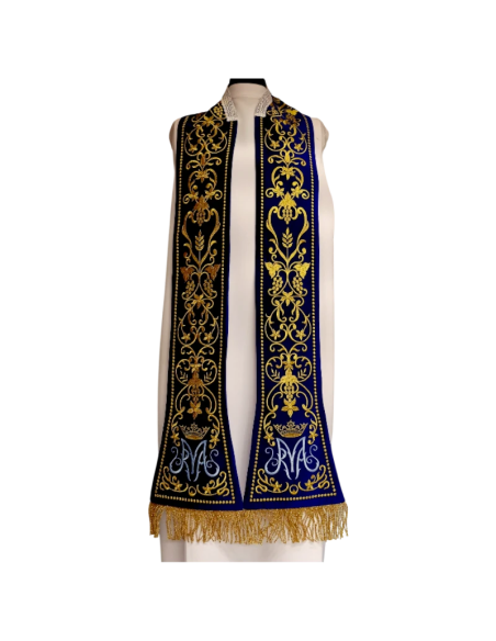 Estola de terciopelo Mater Dei (Azul marino)