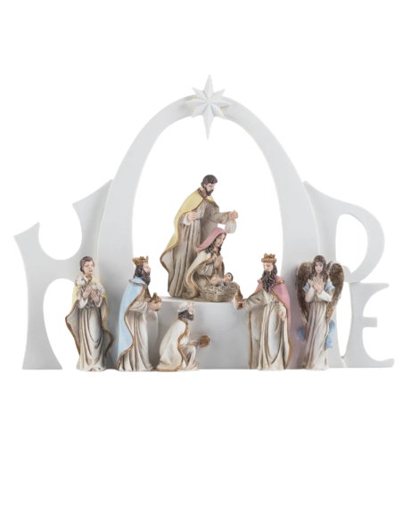 Complete Nativity Scene with LED Lights – White Collection