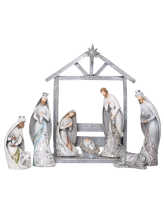 Nacimiento elegante en tonos plateados