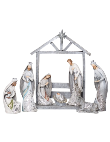 Nacimiento elegante en tonos plateados