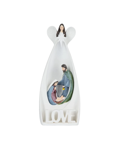 Angel illuminates the sacred Nativity scene