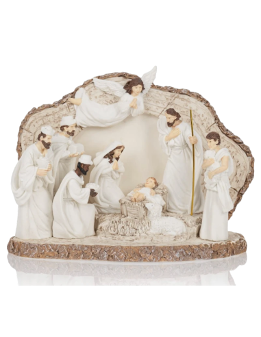 Nacimiento blanco con luz celestial