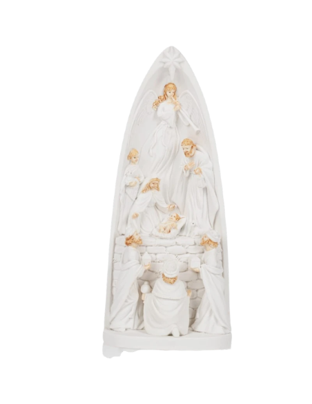 Natividad blanca con luz celestial