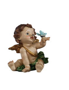 Ángel delicado acompañado de mariposa azul