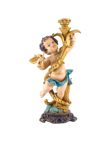 Angel candle holder with elegant blue details