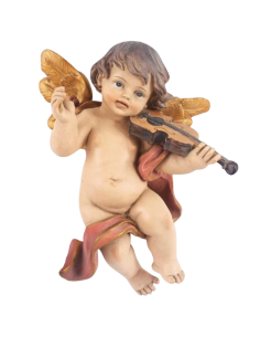 Ángel con violín y detalles rosas