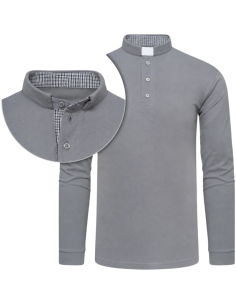 Polo sacerdotal gris manga larga 2