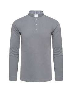 Grey Clergy Polo Shirt with Clergyman Collar