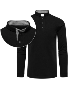 Black Clergy Polo Shirt with Clergyman Collar 2