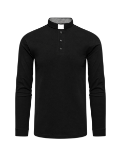 Polo sacerdotal negro manga larga