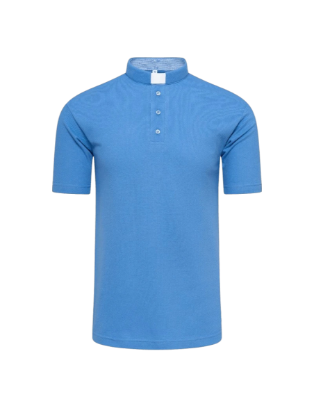 Polo sacerdotal Azul celeste Manga Corta