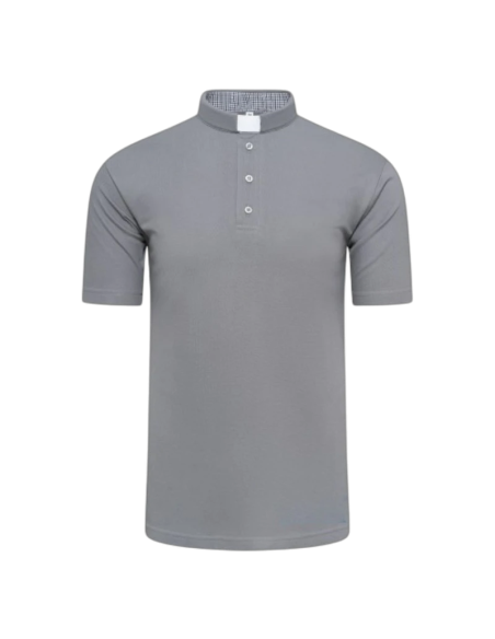 Polo sacerdotal Gris Manga Corta