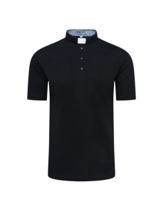 Polo sacerdotal Negro Manga Corta
