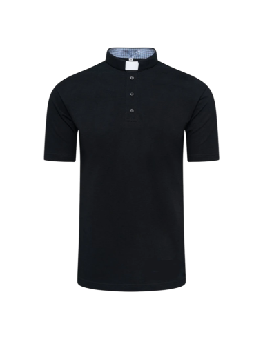 Polo sacerdotal Negro Manga Corta