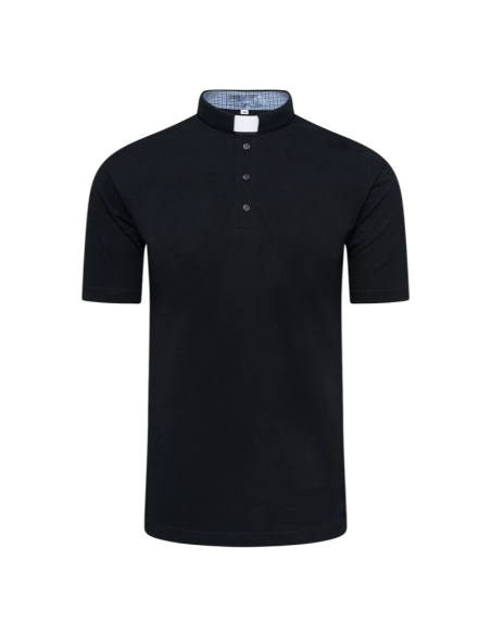 Polo sacerdotal Negro Manga Corta