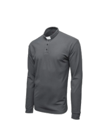 Grey Clergy Polo Shirt with Clergyman Collar