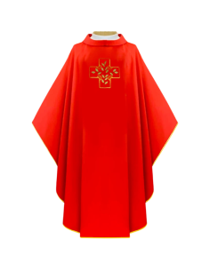 Embroidered Olive Cross Chasuble 2