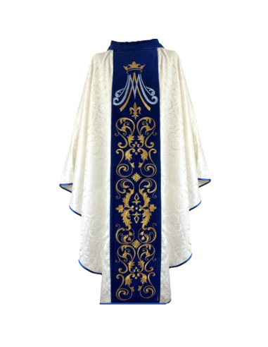 Casulla Mariana Mater Amabilis Azul Terciopelo