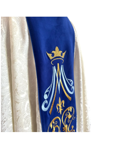 Casulla Mariana Mater Amabilis Azul Terciopelo