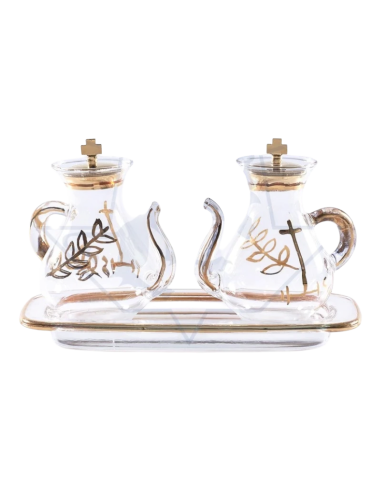 Juego de Vinajeras Decoradas sobre Cristal