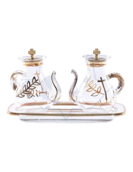 Decorated Glass Cruet Set