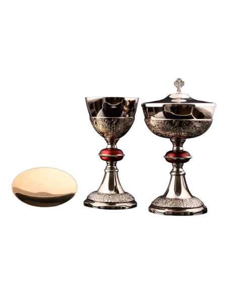 Red “Vida” Chalice and Ciborium Set