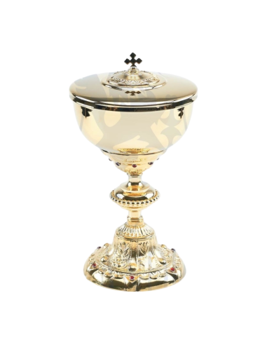 Juego Cáliz y Copón barrocos con pedrería