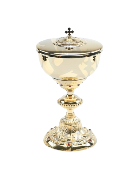 Juego Cáliz y Copón barrocos con pedrería