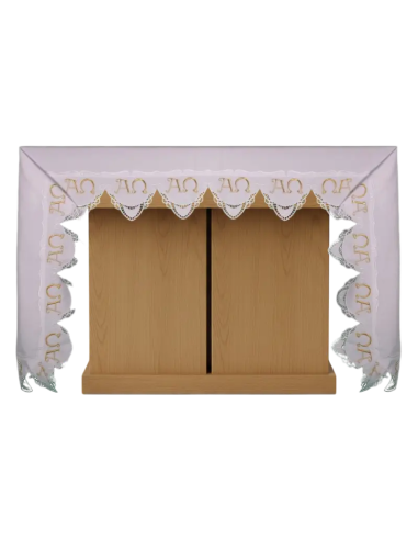 Altar Cloth with Lace and Alpha and Omega