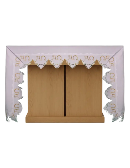 Altar Cloth with Lace and Alpha and Omega