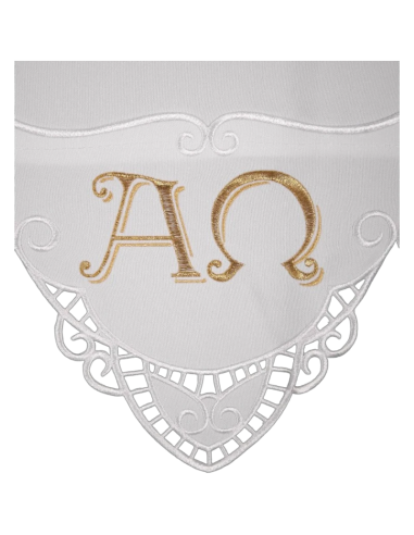 Altar Cloth with Lace and Alpha and Omega