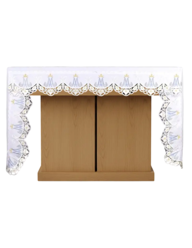 Mantel de Altar con Puntilla, Ave María y Azucenas