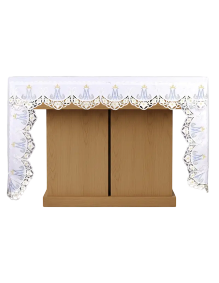 Mantel de Altar con Puntilla, Ave María y Azucenas