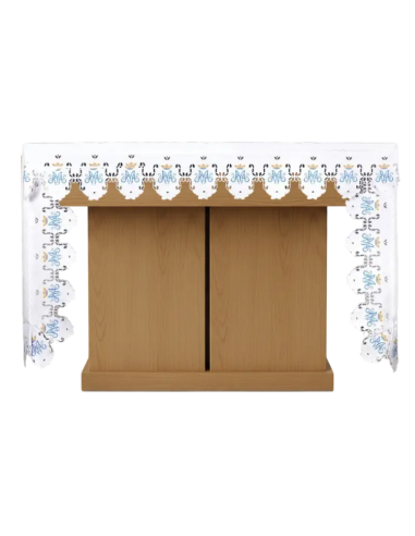 Mantel de Altar Mariano “María Coronada” con Puntilla