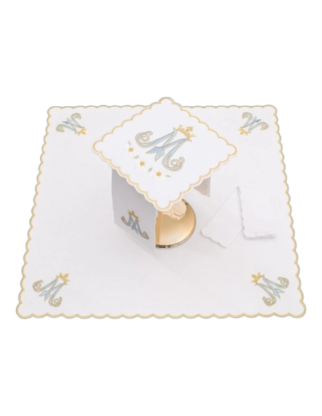 Embroidered Altar Set with Monogram and Lilies