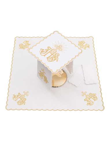 Set de Altar bordado JHS – Cruz y rayos